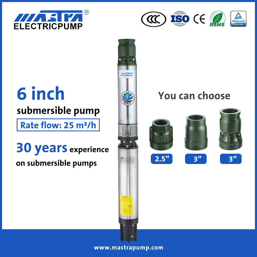 Mastra 6 pulgadas 3 4 hp bomba sumergible de pozo profundo R150-fs de 6 pulgadas bomba sumergible eléctrica