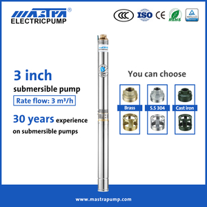 Bomba sumergible de pozo profundo Mastra de 3 pulgadas R75-T3 Bomba sumergible de sumidero de 1.5 hp