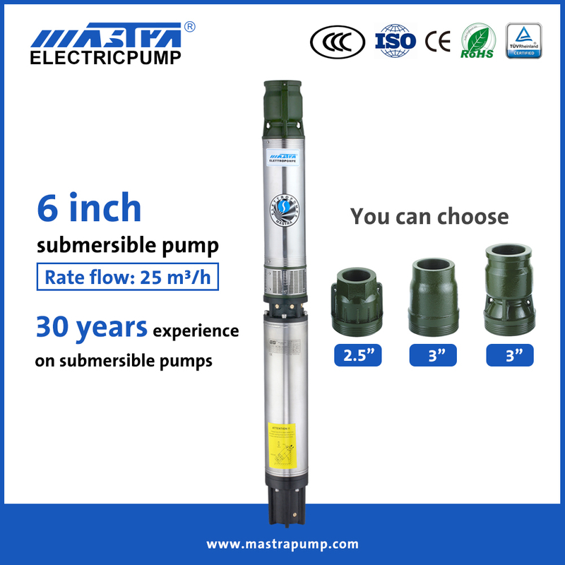 Fabricantes de bombas de pozo sumergibles Mastra de 6 pulgadas R150-FS AC bomba de agua sumergible solar