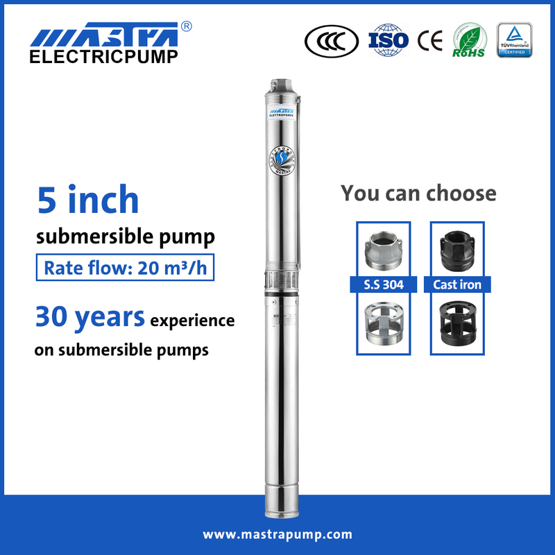 Bomba de pozo sumergible solar de CA de acero inoxidable Mastra de 5 pulgadas Bomba de agua sumergible R125 amazon