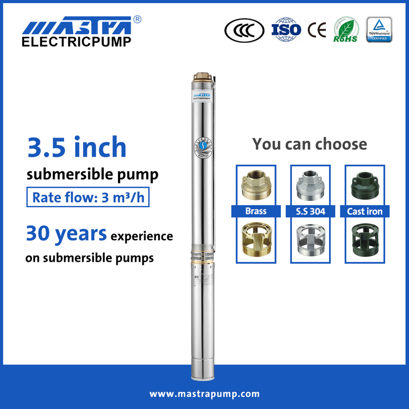 Mastra bomba sumergible de pozo profundo de 3,5 pulgadas R85-QA bomba de agua sumergible pequeña de acero inoxidable