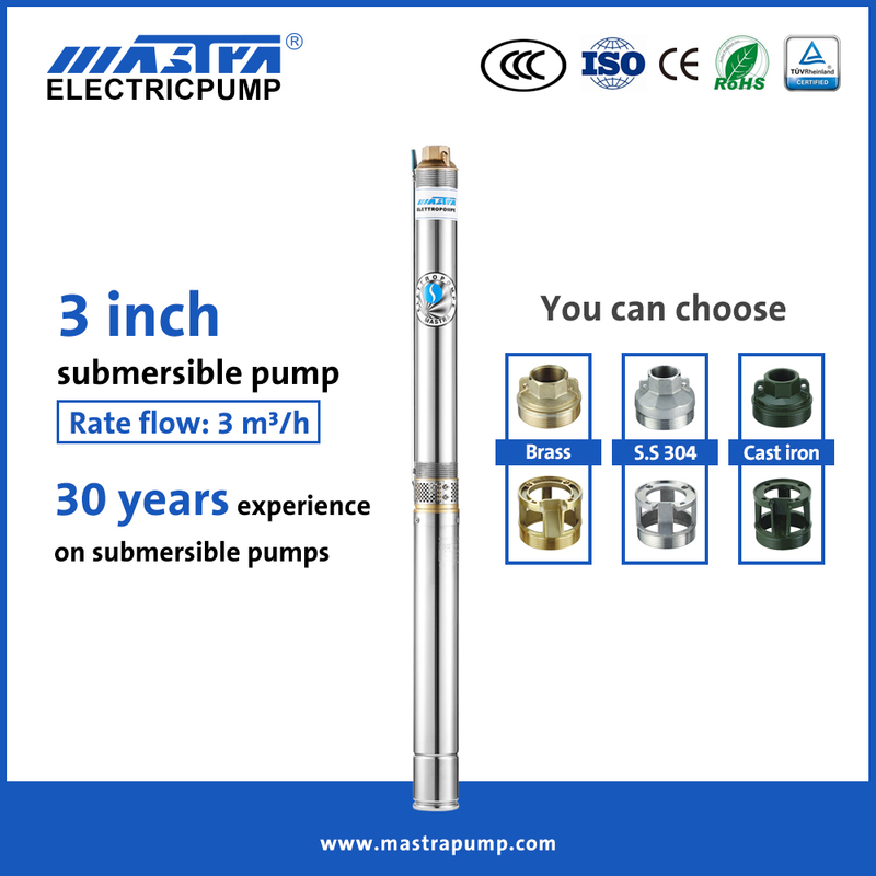 Bomba sumergible de pozo profundo Mastra de 3 pulgadas R75-T3 Bomba sumergible de pozo de 1 hp