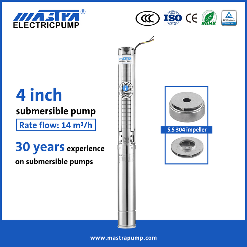 Mastra bomba de agua de pozo sumergible de acero inoxidable de 4 pulgadas bomba de agua de fuente sumergible 4SP