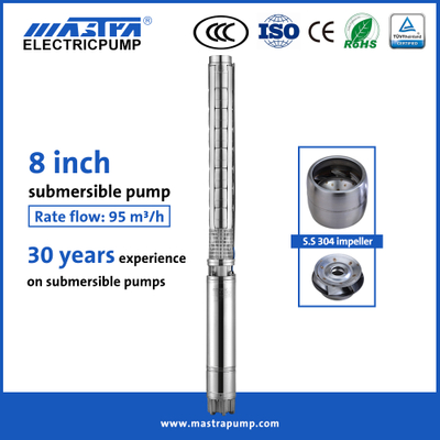 Mastra 8 pulgadas Fuente de acero inoxidable de acero inoxidable Bomba de agua sumergible 8SP95 Bomba de agua sumergible por China