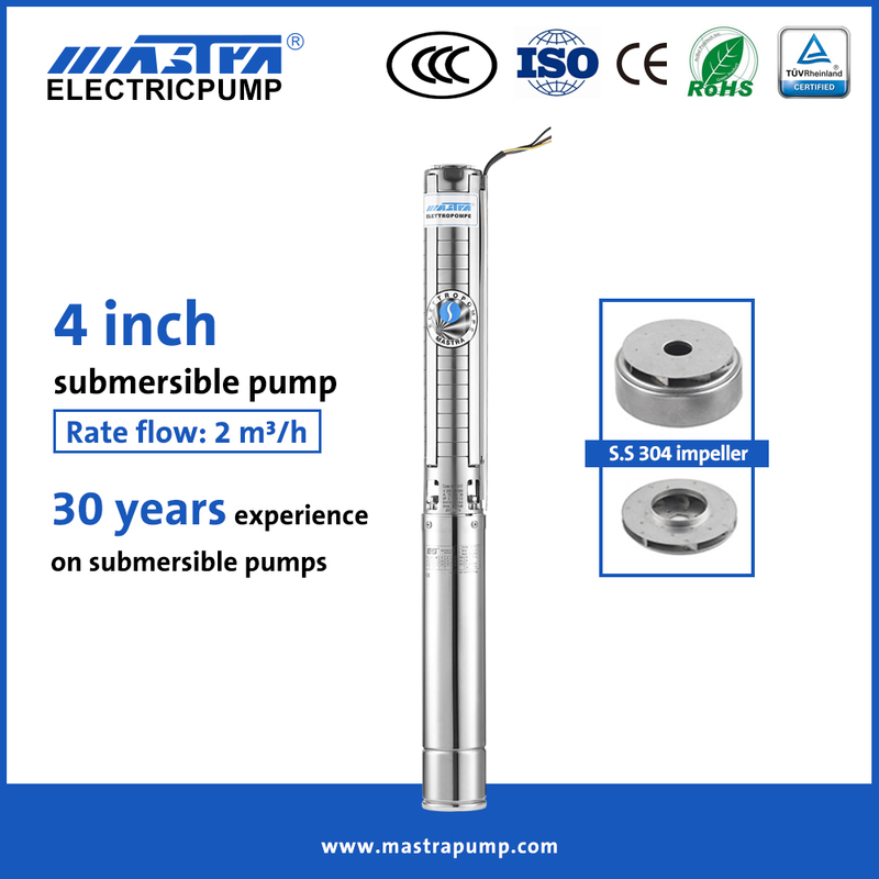 Mastra bomba de agua sumergible de pozo profundo de acero inoxidable de 4 pulgadas 4SP 3 bomba de pozo sumergible de 4 hp