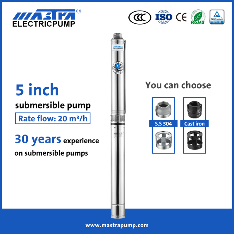 Bomba sumergible de pozo profundo Mastra de acero inoxidable de 5 pulgadas Fabricantes de bombas sumergibles R125